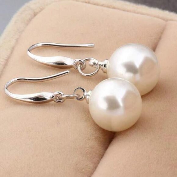 Classic Pearl Drop Earrings – Sterling Silver 925 - Picture 1 of 3